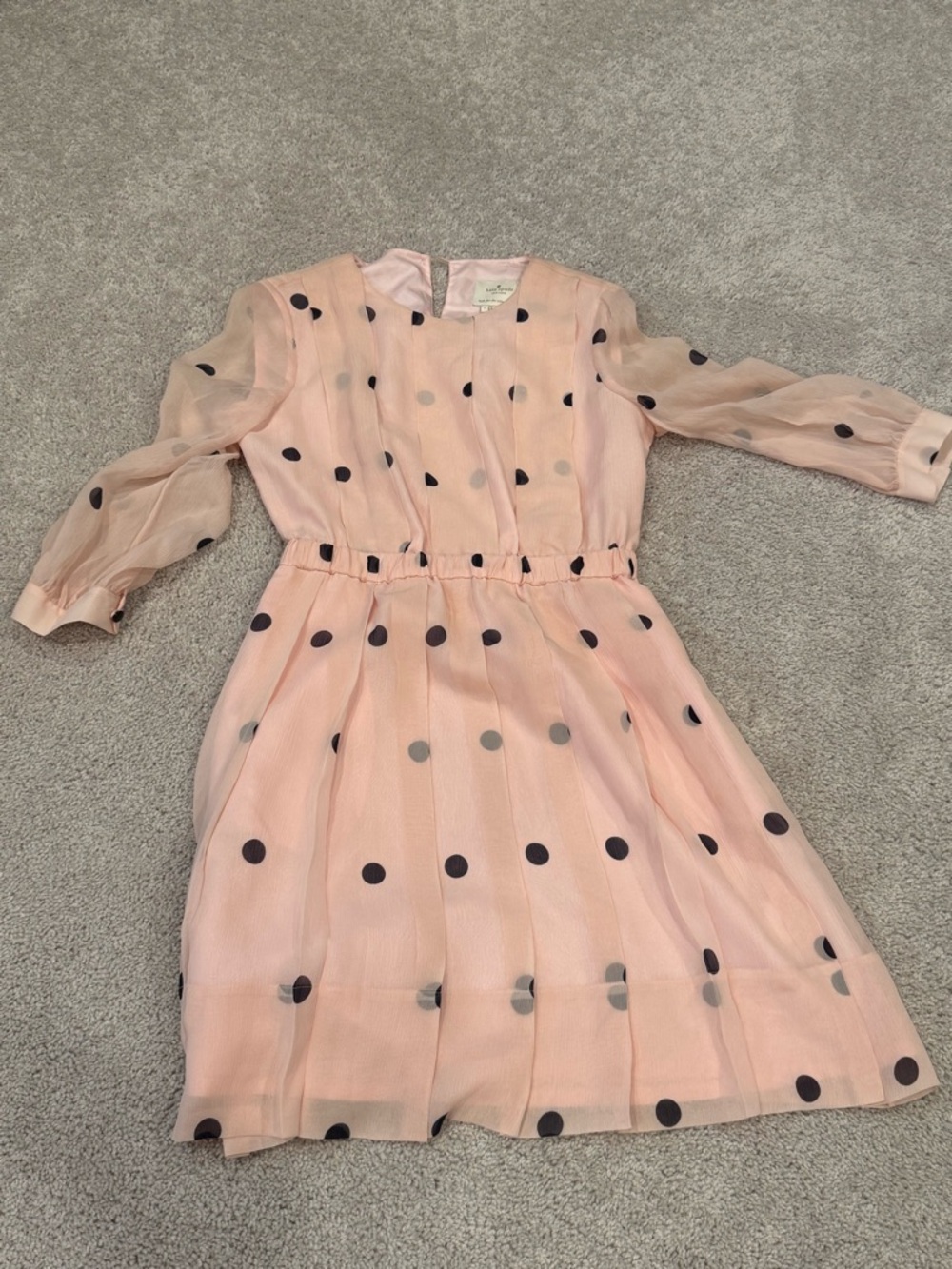 Women’s Pink Polka Dot Long-Sleeve Dress
